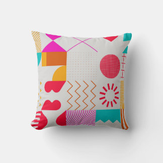 80s-90s Trendy Geometric Background Throw Pillow
