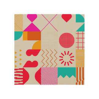80s-90s Trendy Geometric Background Wood Wall Art