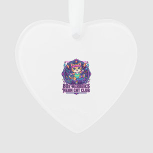 80s Aerobics Neon Cat Funny Cat Lover Design - 80s Ornament