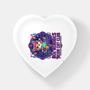80s Aerobics Neon Cat Funny Cat Lover Design - 80s Paperweight