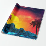 80s aesthetic retro futuristic beach design wrapping paper<br><div class="desc">80s landscape with palm trees,  vaporwave retro futuristic design,  80s aesthetic</div>