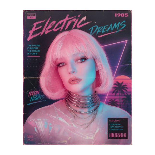80s Aesthetic Synthwave Pink  Acrylic Print (Front)