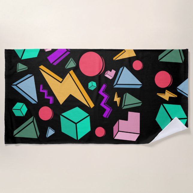 80s Aesthetic Vintage Retro Beach Towel (Front)