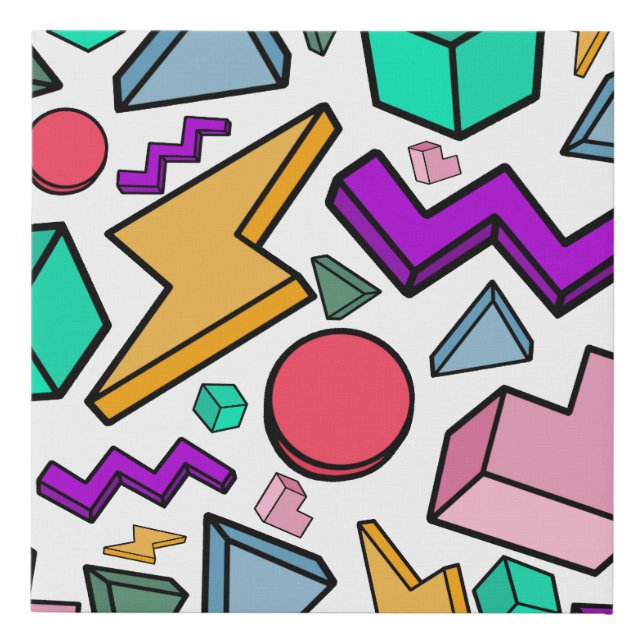 80s Aesthetic Vintage Retro Faux Canvas Print (Front)