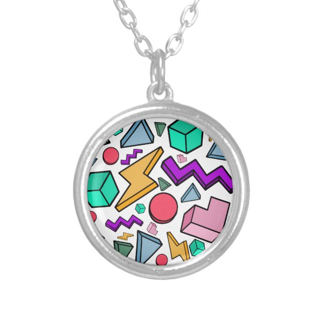 80s Aesthetic Vintage Retro Silver Plated Necklace (Front)