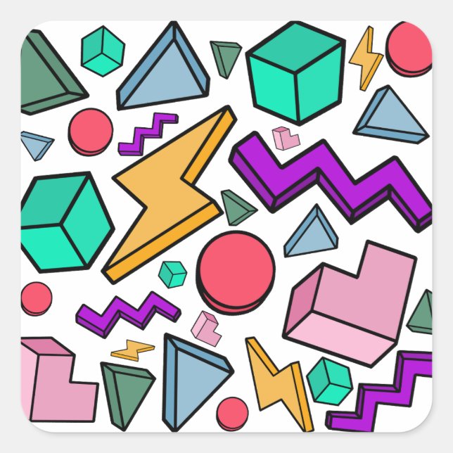 80s Aesthetic Vintage Retro Square Sticker (Front)