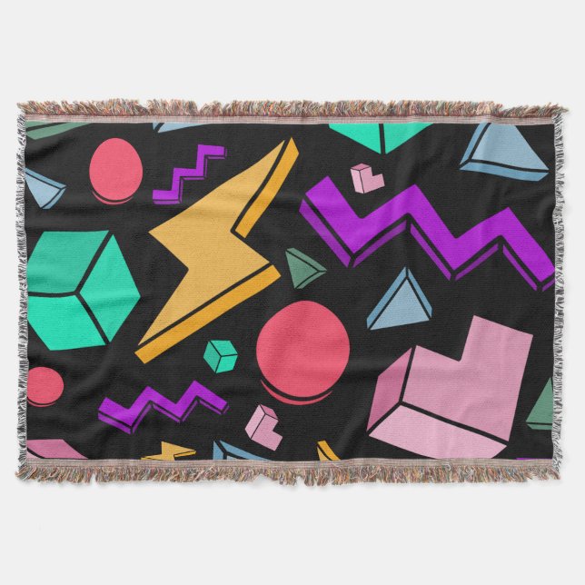80s Aesthetic Vintage Retro Throw Blanket (Front)