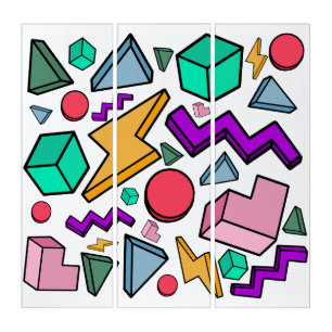 80s Aesthetic Vintage Retro Triptych
