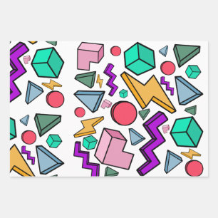80s Aesthetic Vintage Retro Wrapping Paper Sheets