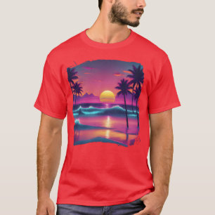 80s AI Airbrushed Beach Scene s gift T-Shirt