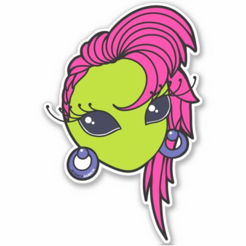 80s Alien Kiss_Cut Sticker