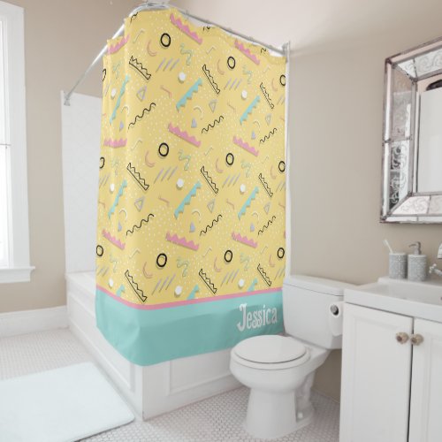 80s and 90s Personalized Shower Curtain