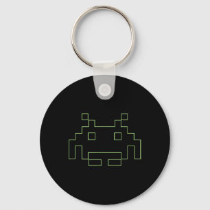 80s Arcade Game Retro Space Alien Invaders Gamer Keychain