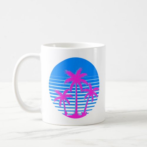 80s Art Tropical Summer Vibes Coconut Palm Trees V Coffee Mug