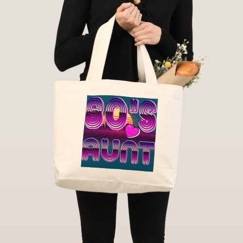 80s Aunt Birthday Party Costume Retro Vintage  Large Tote Bag