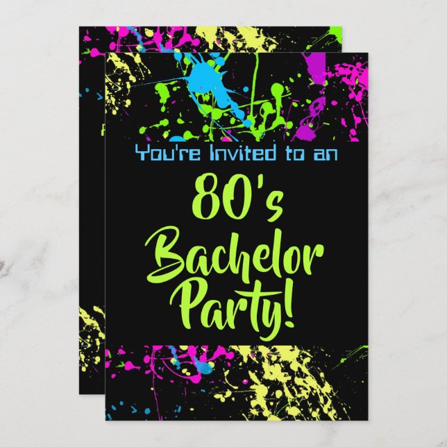 80s Bachelor Party Invitation (Front/Back)