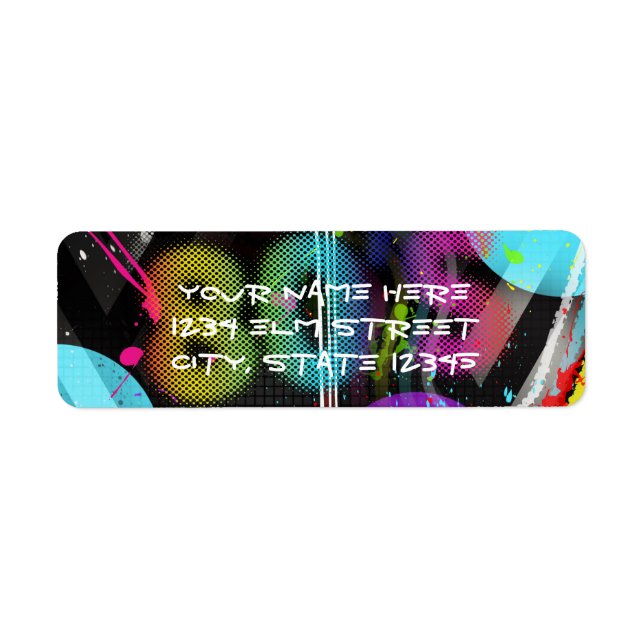 80's Bash Retro Rainbow Splash Birthday Party Label (Front)