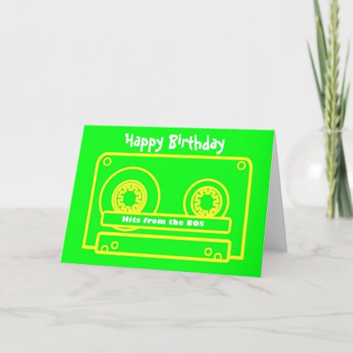 80s birthday card with 80s cassette tape song tape