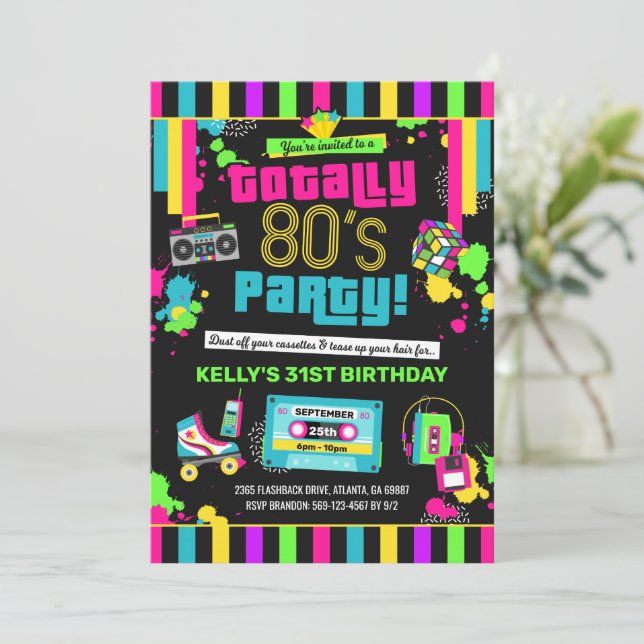 80s-birthday-invitation-80s-party-invite-neon-invitation-zazzle for 80 S Invitations Free Printable 80s Birthday Invitation, 80s Party Invite, Neon Invitation | Zazzle for 80 S Invitations Free Printable