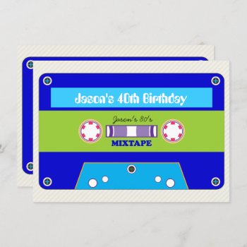 80's Birthday Party Cassette Tape Invitation by thepapershoppe at Zazzle