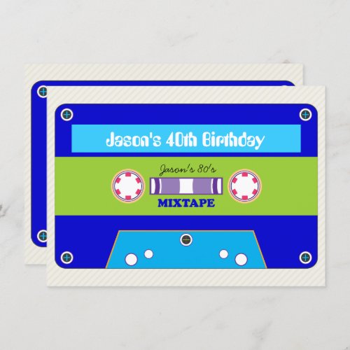 80s Birthday Party Cassette Tape Invitation