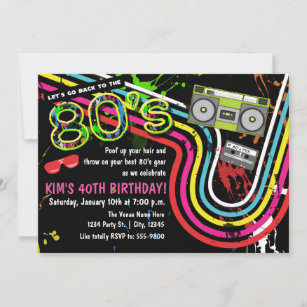 80's Birthday Party Retro Grunge Event Party Invitation