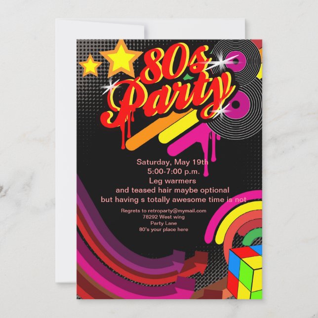 80s bling disco party invitation (Front)