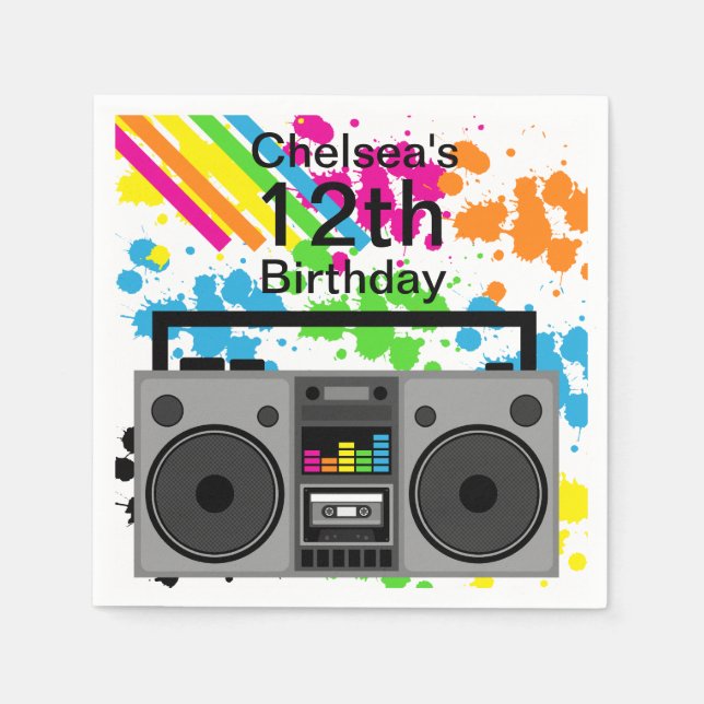 80's Boom Box Paper Napkins (Front)