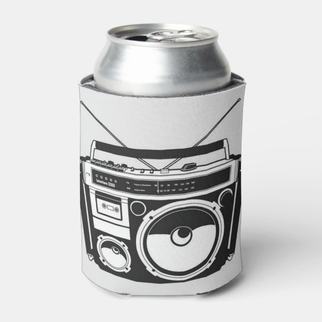 80s Boombox Grey Can Cooler (Can Front)