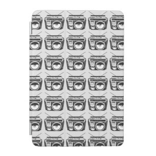 80s Boombox Grey Retro Pattern iPad Mini Cover