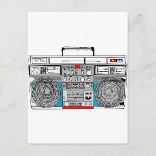 80s boombox illustration postcard