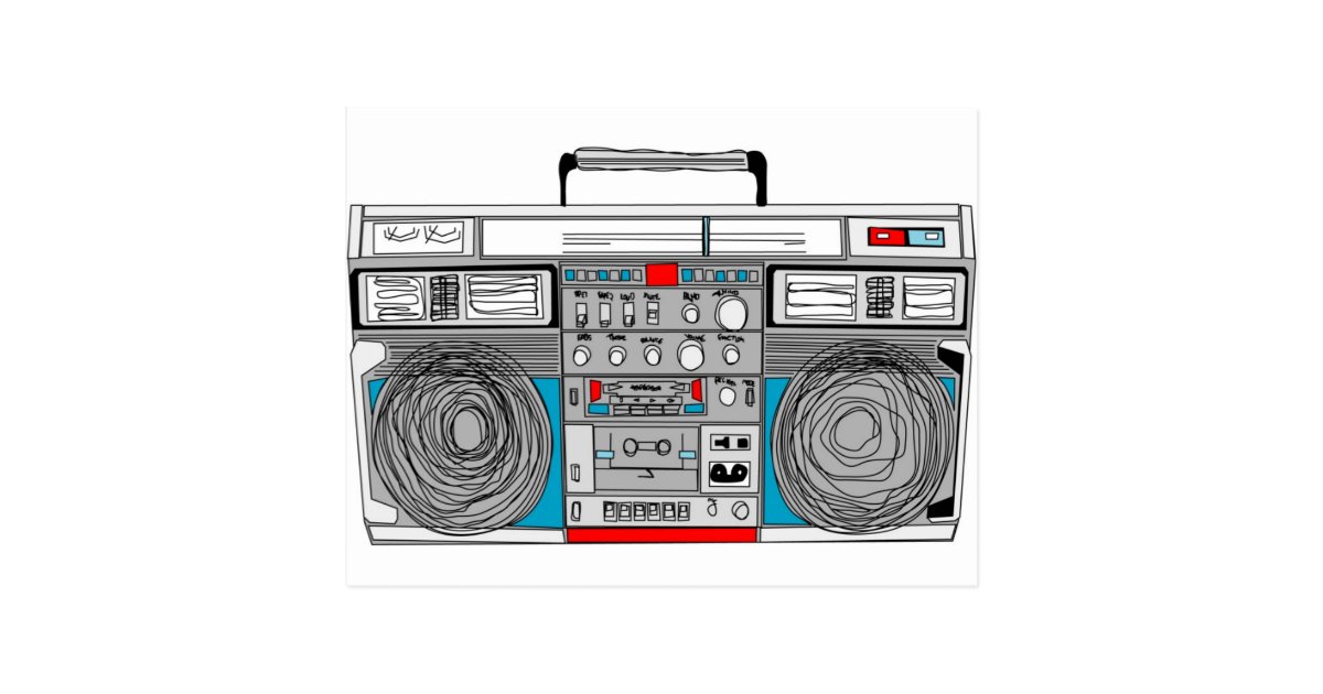 80s boombox illustration postcard | Zazzle.com