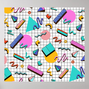 80s Bright Checkered: Vintage Geometric. Poster
