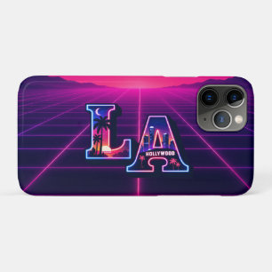 80s California Style Neon LA Typography Art iPhone 11 Pro Case