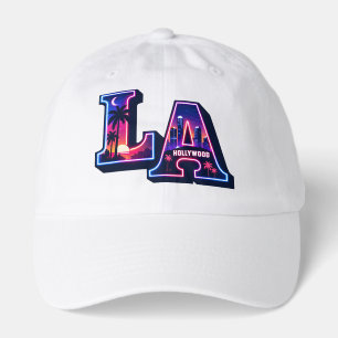 80s California Style Neon LA Typography Art Hat