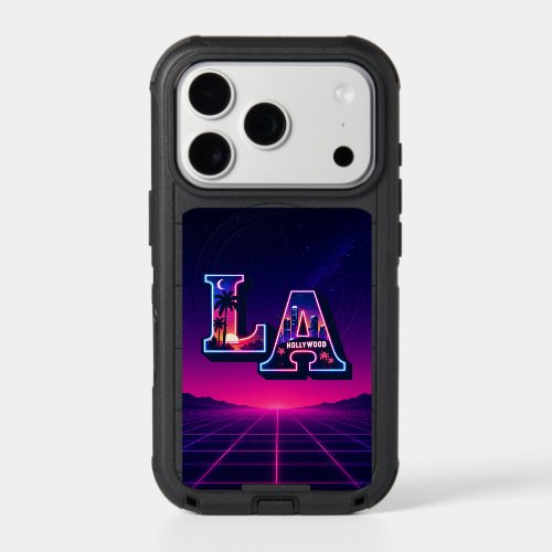 80s California Style Neon LA Typography Art iPhone 17 Pro Case