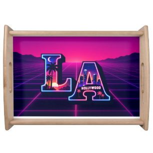 80s California Style Neon LA Typography Art Serving Tray
