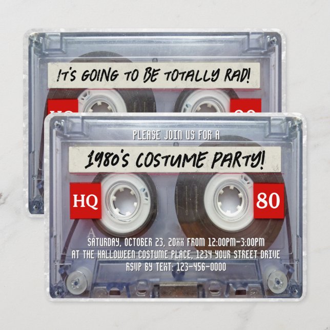 80s Cassette Mixtape 1980s Halloween Costume Party Invitation (Front/Back)