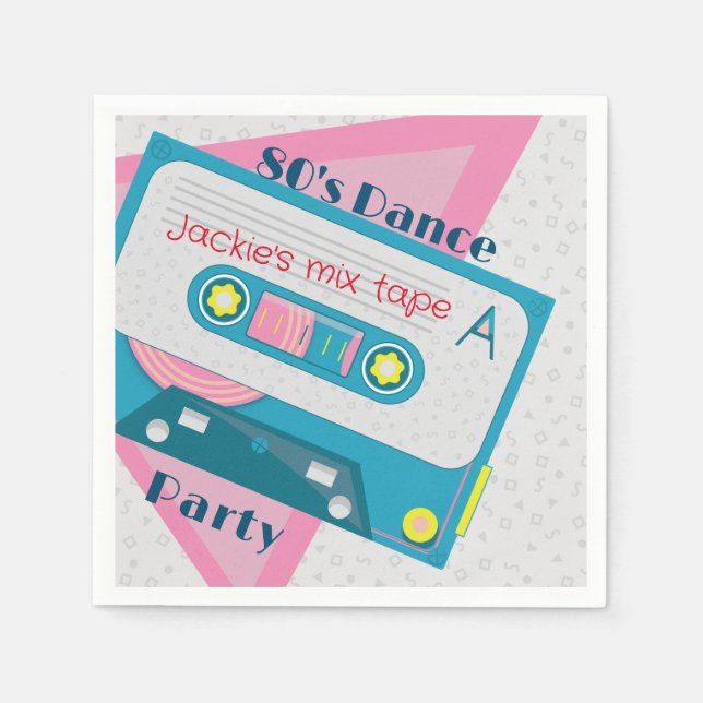 80s cassette retro vintage Paper Napkin (Front)