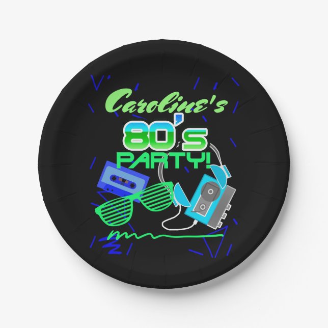 80s Cassette Tape Party Paper Plates (Front)