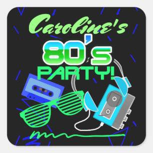 80s Cassette Tape Party Square Sticker