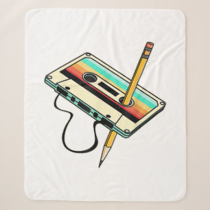 80s Cassette Tape Pencil 1980s Retro Vintage Throw