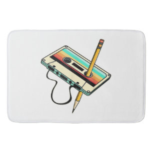 80s Cassette Tape Pencil 1980s Retro Vintage Throw Bath Mat