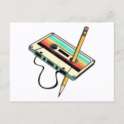 80s Cassette Tape Pencil 1980s Retro Vintage Throw Holiday Postcard