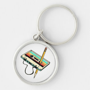 80s Cassette Tape Pencil 1980s Retro Vintage Throw Keychain