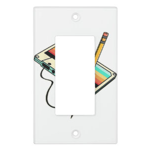 80s Cassette Tape Pencil 1980s Retro Vintage Throw Light Switch Cover