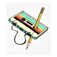 80s Cassette Tape Pencil 1980s Retro Vintage Throw
