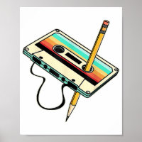80s Cassette Tape Pencil 1980s Retro Vintage Throw
