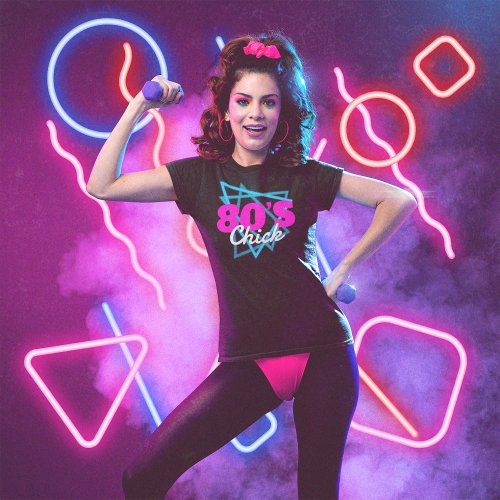 80s Chick Born in the 1980s Fun Retro Pink  Blue T_Shirt