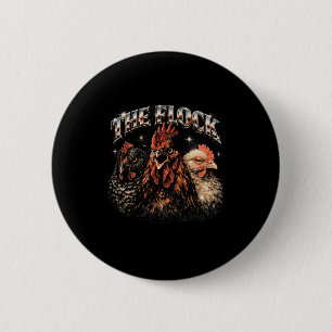 80s Ckyard Chicken Lover Heavy-metal Rock Music Vi Button